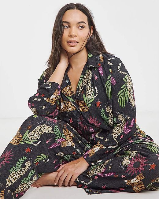 Simply Be Brown Button Through Plisse Lounge Set