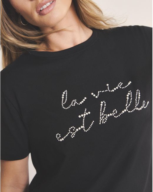Simply Be Black La Vie Est Belle Pearl T-Shirt