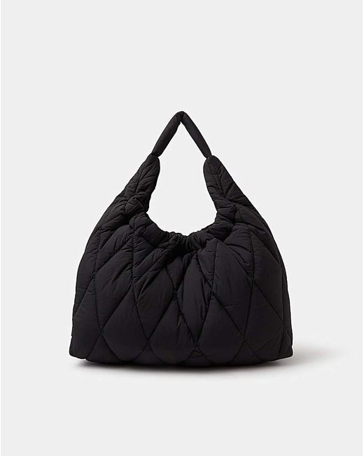 Accessorize Black Nylon Quilted Shopper Bag