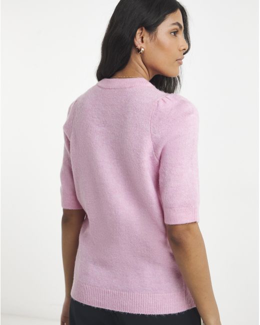 Simply Be Pink Puff Sleeve Knitted T-Shirt