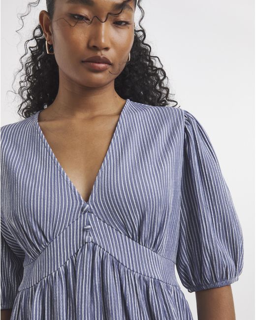 Simply Be Blue Waffle Waist Detail Skater Dress