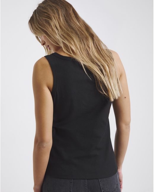 Simply Be Black Ribbed Tank With Metal Trim