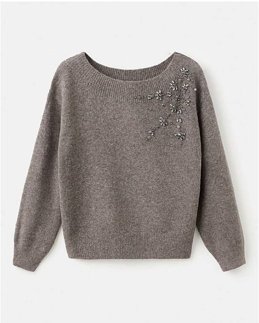 Mango Gray Bardot Jumper