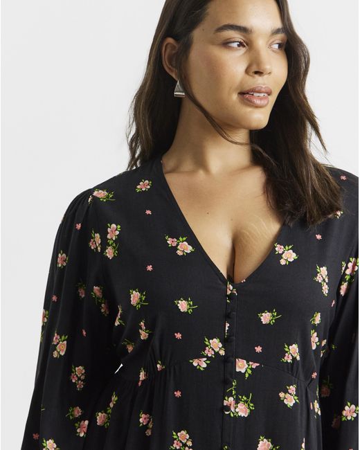 Simply Be Black Button Through Midi Dress