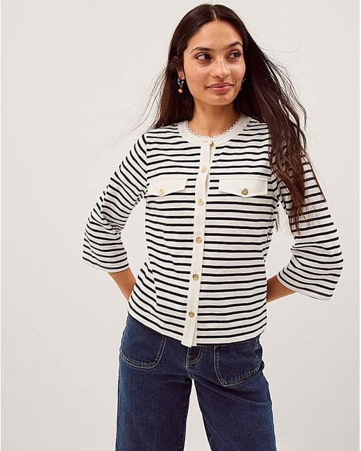 Monsoon White Shania Stripe Jersey Top
