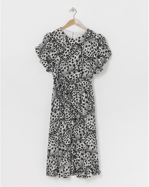 Joanna Hope Metallic Floral Petal Sleeve Dress