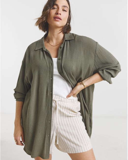 Simply Be Green Crinkle Shirt