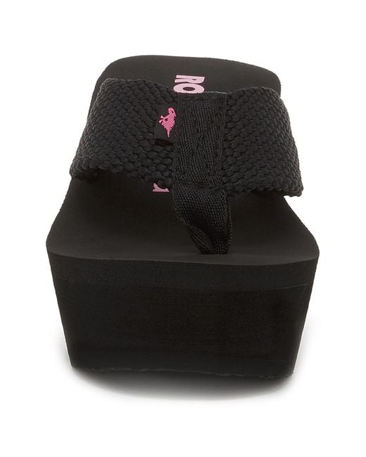 Rocket Dog Black Toe Post Wedge Sandals