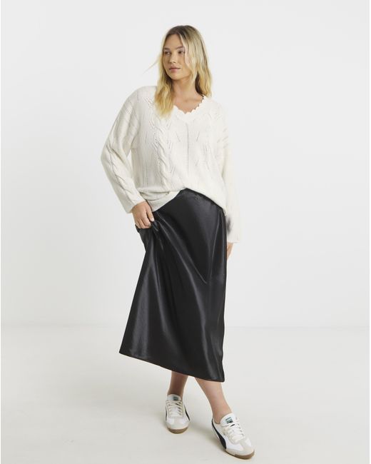 Simply Be White Scallop Edge Pointelle Tunic