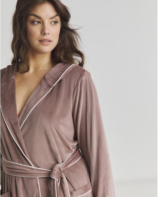 Pretty Secrets Brown Velour Ribbed Maxi Gown