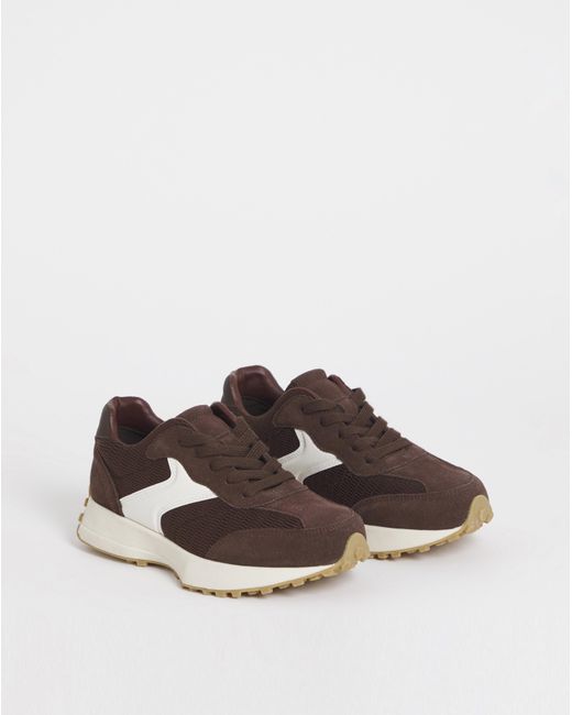 Simply Be Brown Retro Runner Trainer Wide Fit