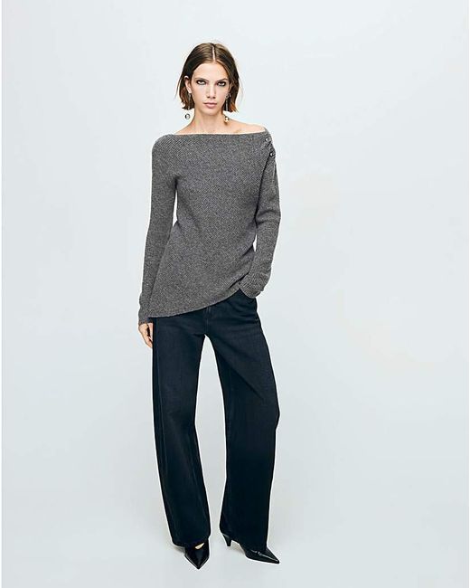 Mango Gray Bardot Jumper