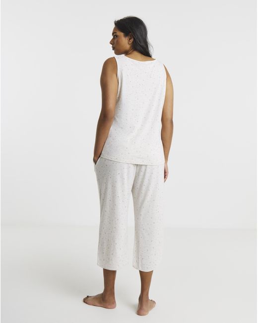 Pretty Secrets White Pretty Lounge Fold Top Culotte Set