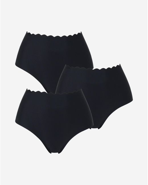 Pretty Secrets Black 3Pack Scallop No Vpl Knickers