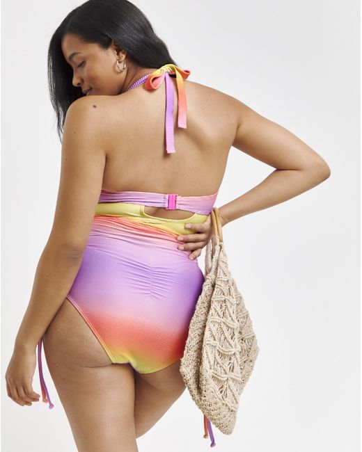Simply Be Pink Halterneck Swimsuit
