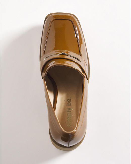 Simply Be Brown Platform Loafer Heeled Shoes Ex Wide