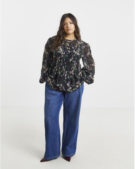 Simply Be Multicolor Georgette Shirred Blouse
