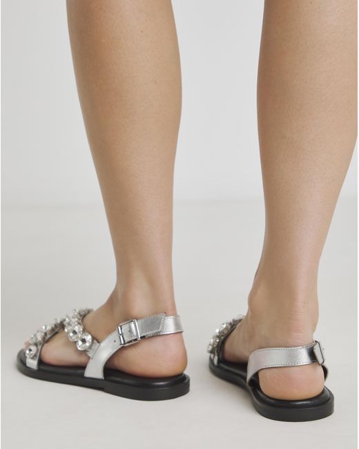 Simply Be Pink Big Jewelled Assymetric Sandal Wide