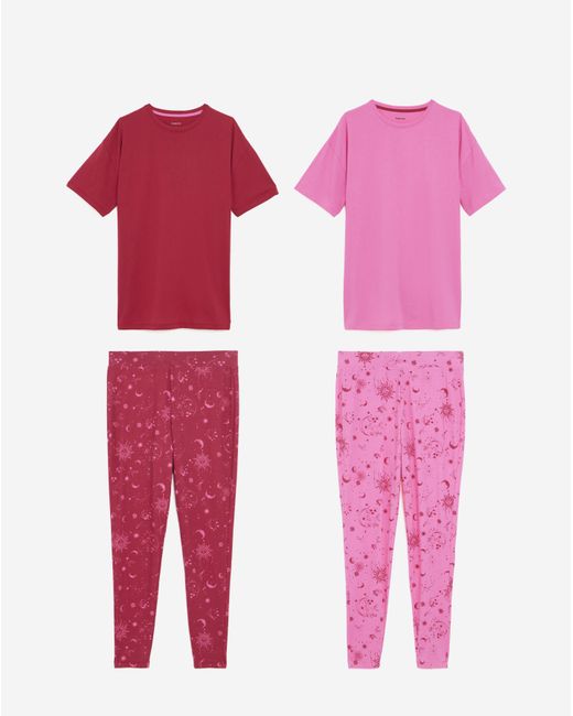 Simply Be Red Celestial Burgundy 2 Pack Legging Pj Set