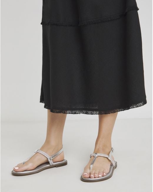 Simply Be Black Diamante Sparkly Toe Post Sandal Exwide