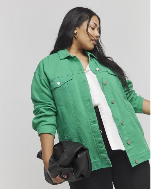 Simply Be Green Boyfriend Denim Jacket