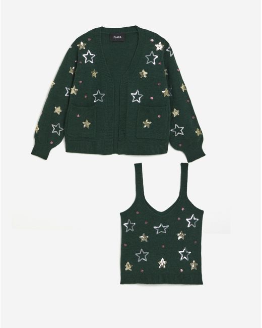 Lovedrobe Green Star Embellished Twin Set