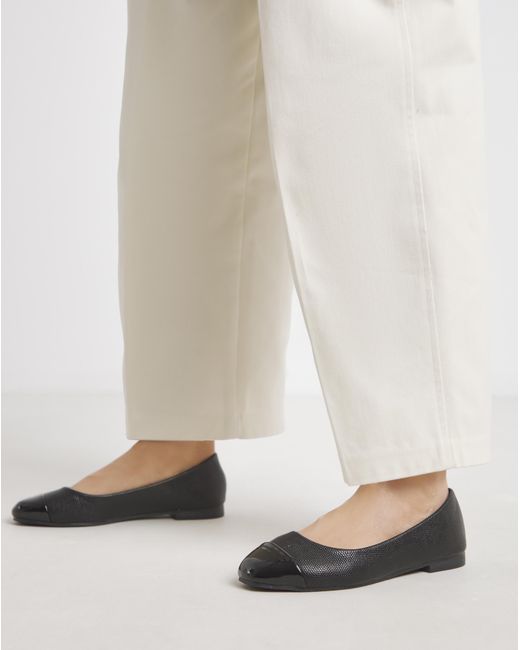 JD Williams White Toe Cap Ballerina Ex Wide