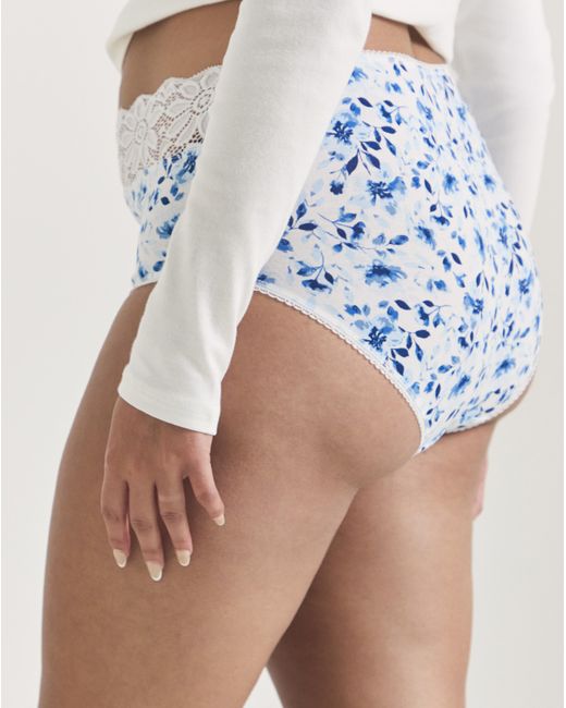 Pretty Secrets Blue 5 Pack Lace Top Full Fit Knickers