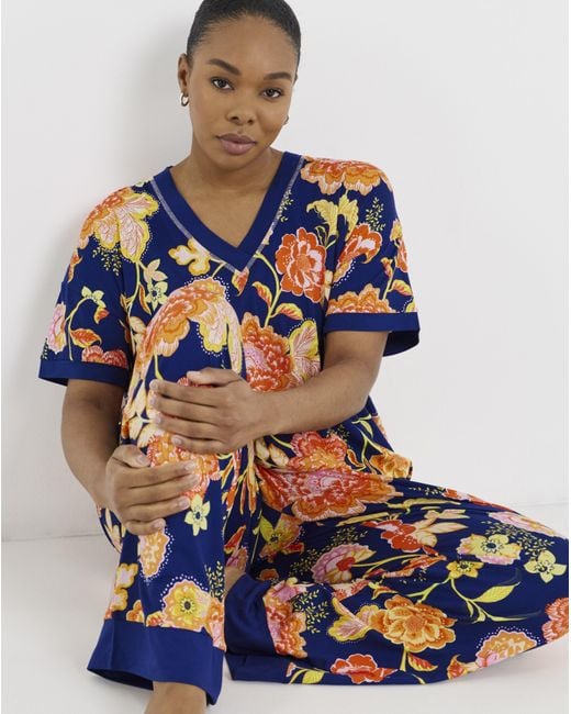 Figleaves Blue Floral Pyjama Set