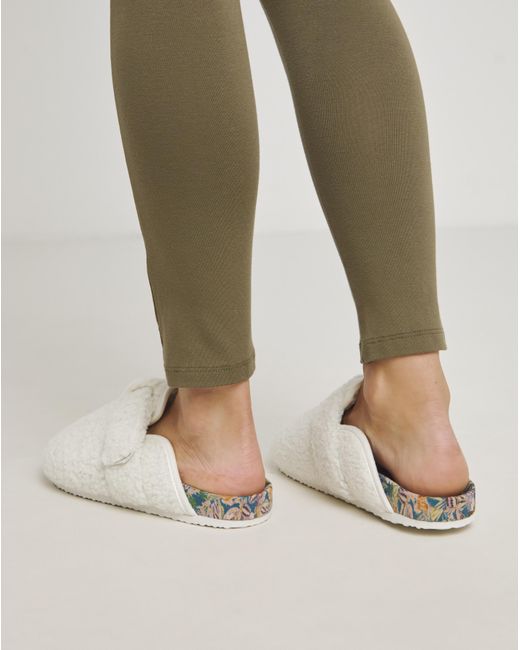 JD Williams Natural Borg Closed Toe Slipper Wide