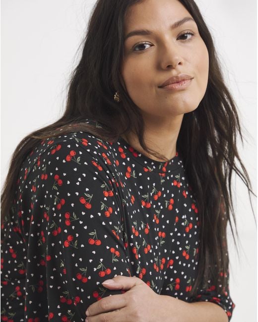 Simply Be Black Cherry Print Jersey Maxi Dress