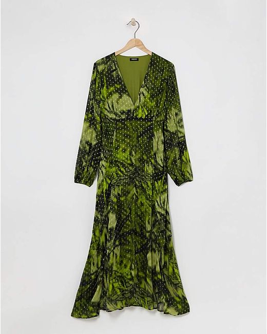 Simply Be Green Georgette Foil Button Up Maxi