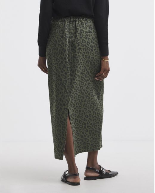 Simply Be Green Sbe Leopard Denim Midaxi Skirt