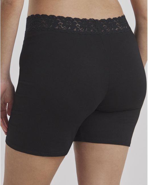 Pretty Secrets Black 2 Pack Cotton Comfort Lace Trim Shorts