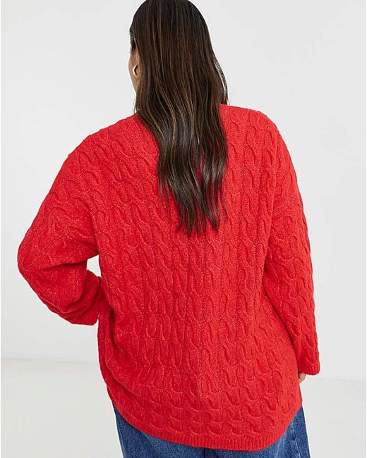 Simply Be Red Cable Knit Jumper
