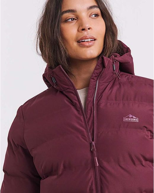 Snowdonia Red Showerproof Long Padded Jacket