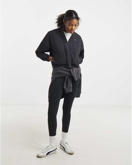 PUMA Black Her Relaxed Woven 1/2 Zip Crew