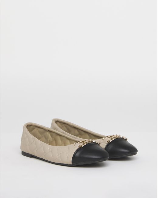 JD Williams Natural Quilted Ballerina With Trim Ex Wide