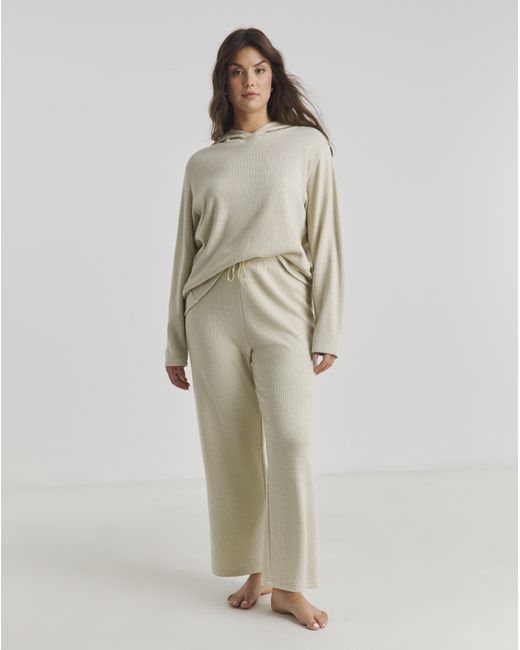Pretty Secrets Natural Lurex Ribbed Lounge Set