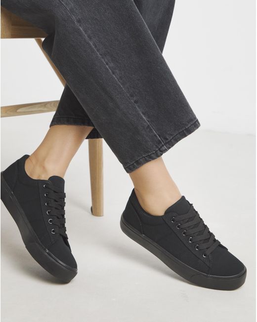 Simply Be Black Lace Up Canvas Trainer Wide