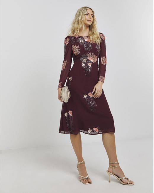 Joanna Hope Red Deco Beaded Dress