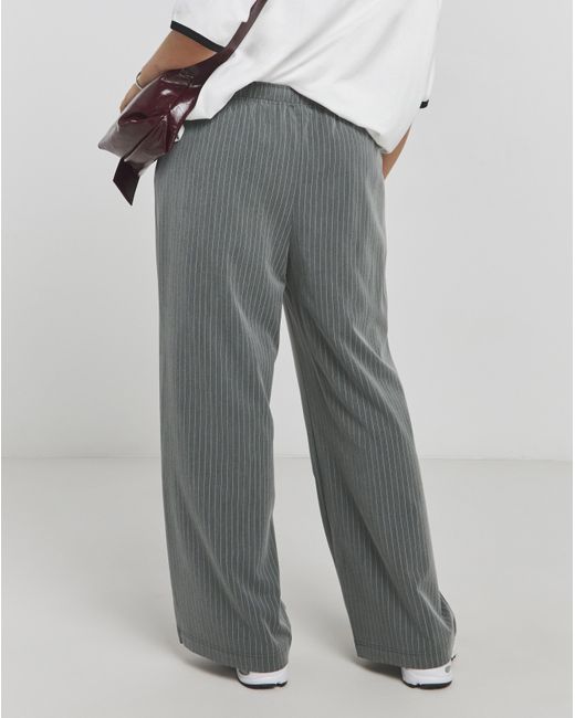Simply Be Gray Drawcord Waist Wide Leg Trousers