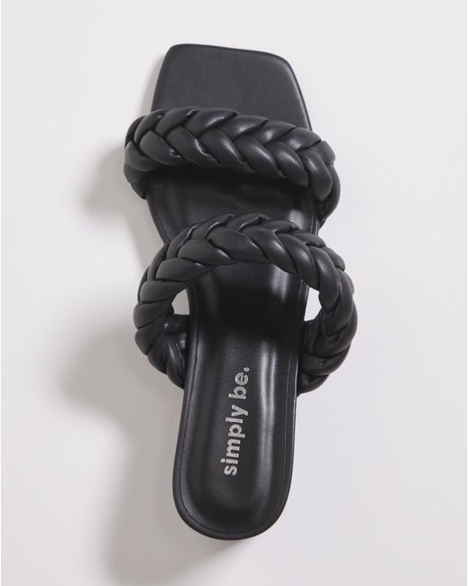 Simply Be White Plaited Low Heeled Sandals Ex Wide