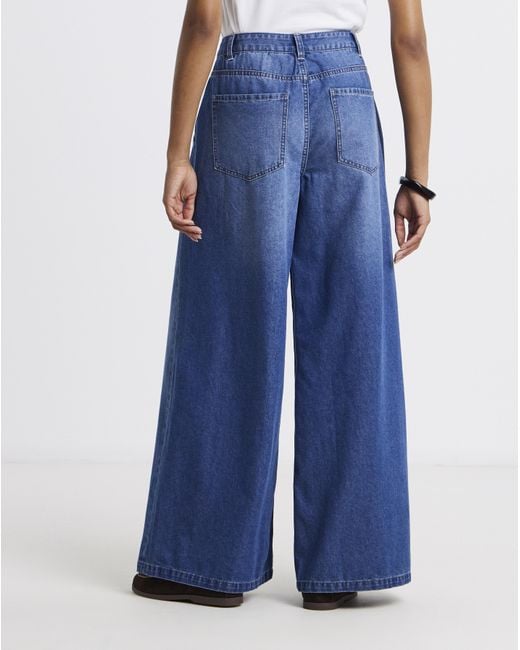 Simply Be Blue Lightweight Palazzo Jeans