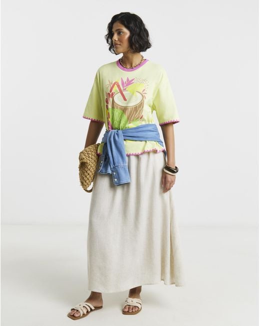 Simply Be Green Pina Colada Graphic Oversized T-Shirt