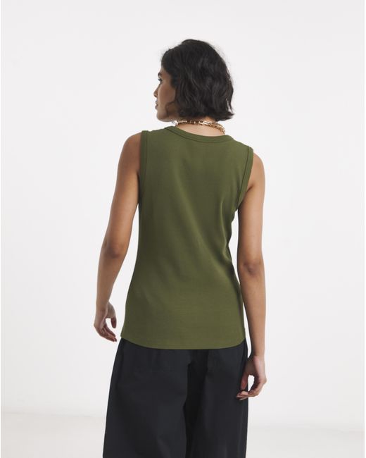 Simply Be Green Ribbed Button Through Vest