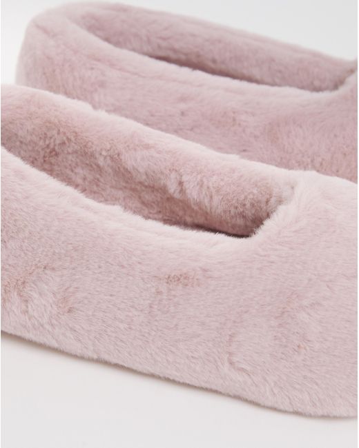 Simply Be Pink Fluffy Ballerina Slipper Wide