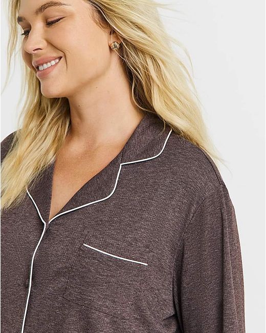 Pretty Secrets Brown Button Through Pj Set
