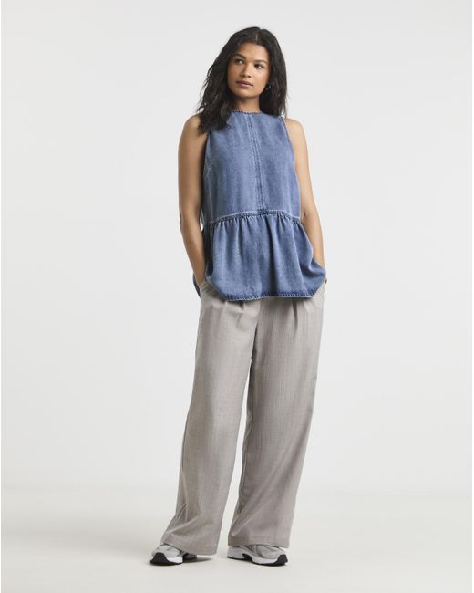 Simply Be Blue Lyocell Peplum Top
