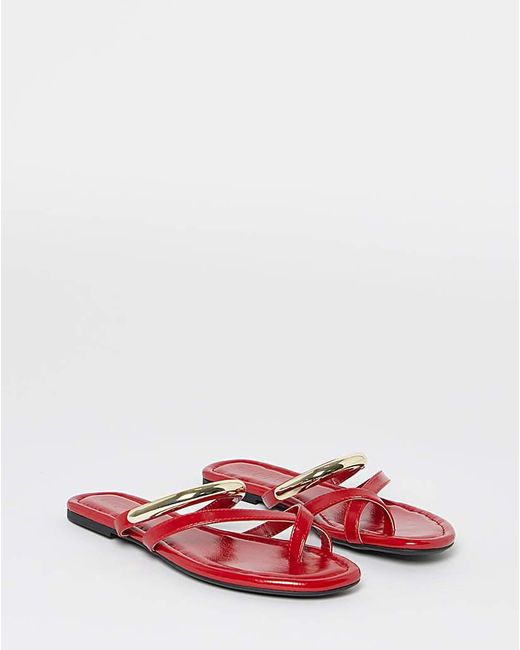 Simply Be White Toe Loop Hardware Sandals Extra Wide